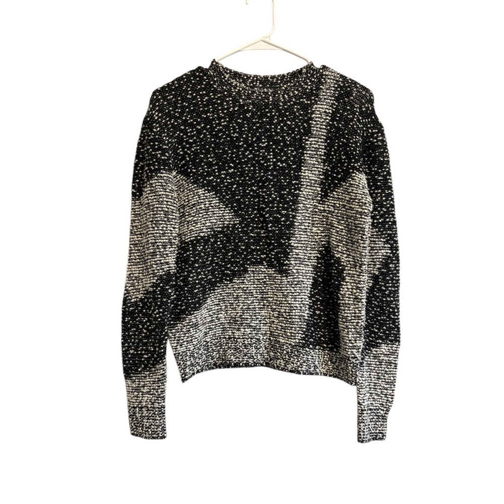 Theory Womens Merino Wool Blend Knit Sweater Size XS Oversized Black and White